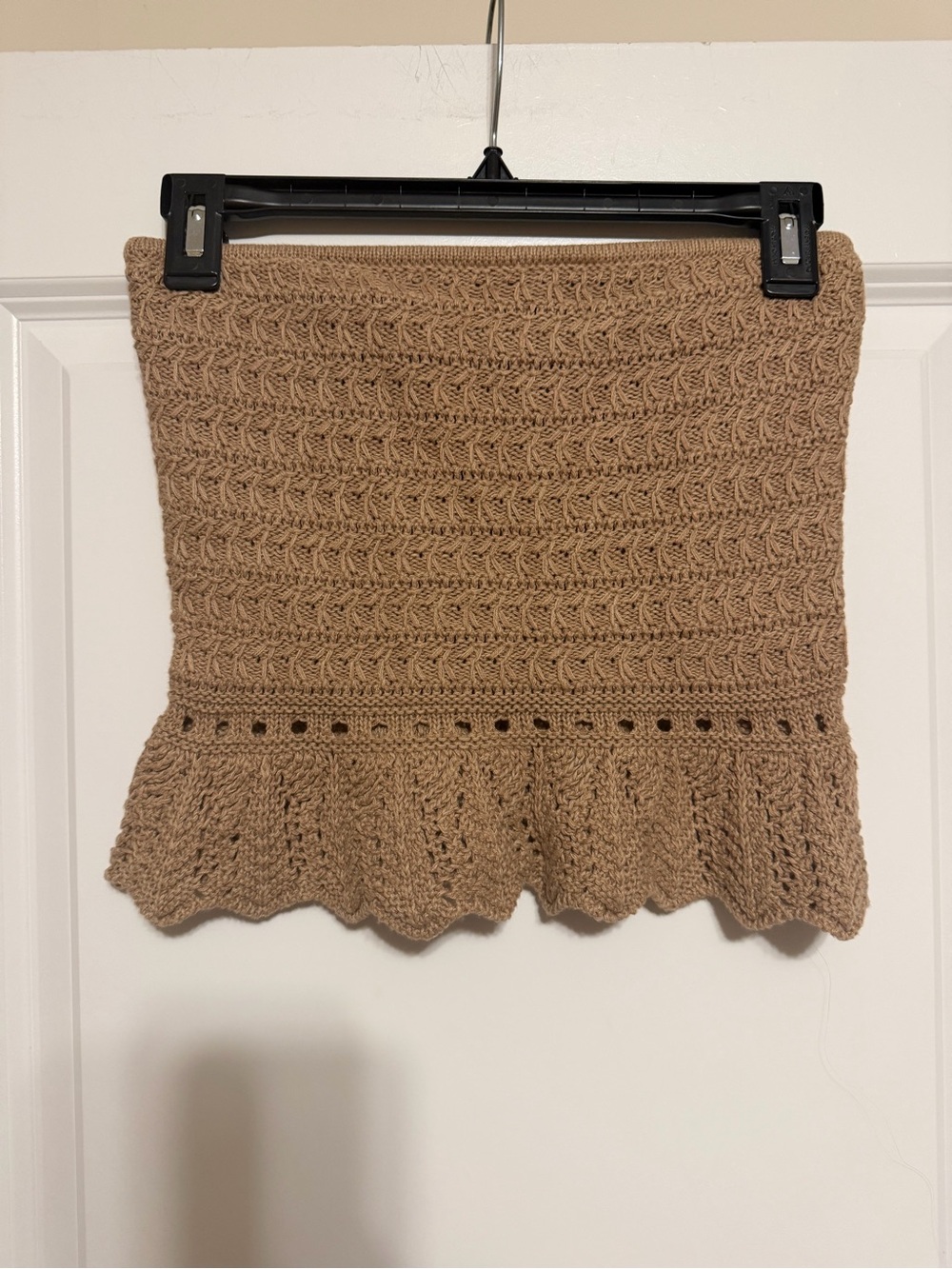 American Eagle Outfitters Tan Crochet Peplum Tube Top Cropped NWT Small